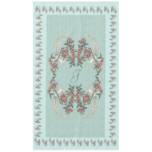 Toalha De Mesa O romance da seda com monograma de 60" x 104" Aqua