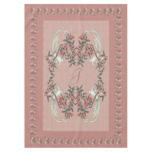 Toalha De Mesa O romance da seda com monograma de 60" x 84" Peach