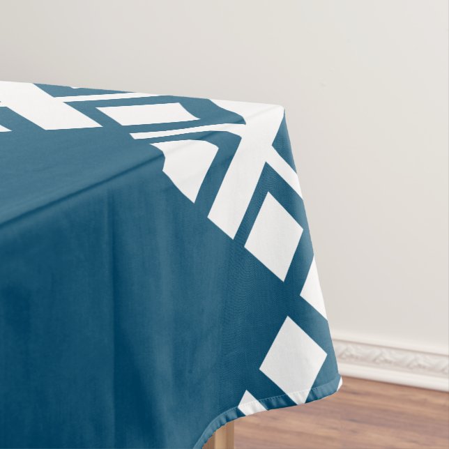 Toalha De Mesa Oceano Azul e Branco Mono Zig Zag (Posição Original)