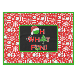 Toalha De Mesa Oh, que bola de picleball de Natal divertida Snowb