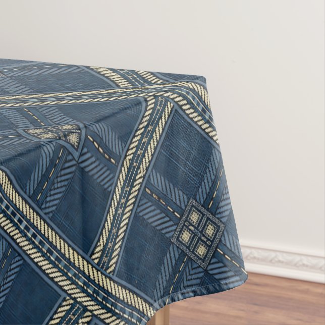 Toalha De Mesa Olhar de jeans azul e branco (Posição Original)