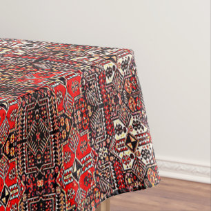 Toalha De Mesa Olho do tapete oriental - preto branco vermelho