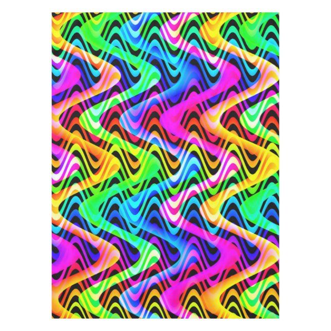 Toalha De Mesa ondas coloridas (Frente)