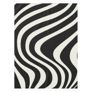Toalha De Mesa Ondas de estilo retrô preto e branco