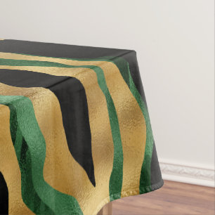 Toalha De Mesa Ondas Douradas brilhantes verdes a preto