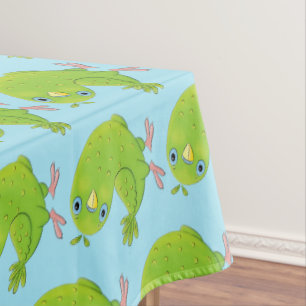 Toalha De Mesa Óptica de desenho animado de periquito, verde e bo
