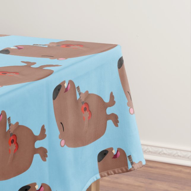 Toalha De Mesa Óptica desenho animado de capybara ukulele (Posição Original)