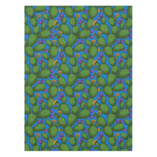 Toalha De Mesa Opuntia florescente em azul
