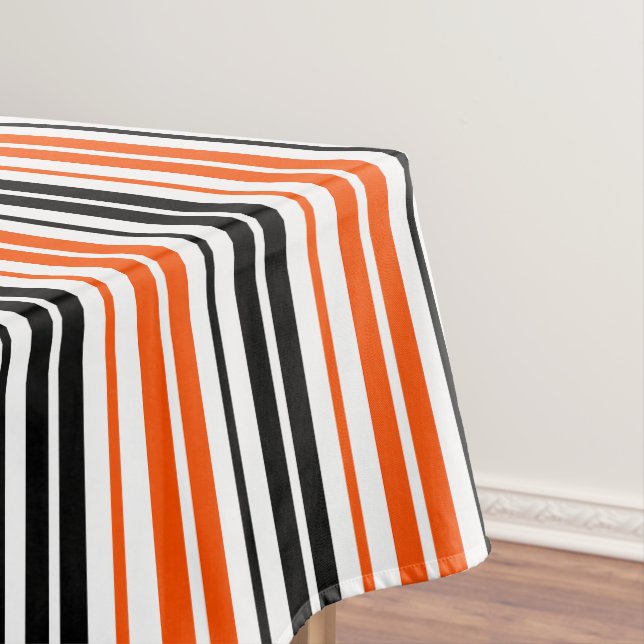 Toalha De Mesa Orange Black White Stripes Pattern Design  (Posição Original)