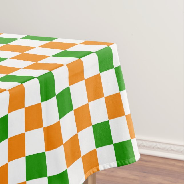 Toalha De Mesa Orange White Green Checkered Pattern Design  (Posição Original)