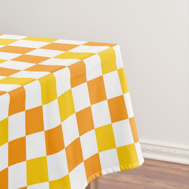Toalha De Mesa Orange White Yellow Checkered Pattern Design  (Posição Original)
