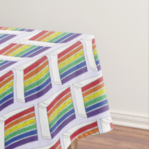 Toalha De Mesa Orgulho gay de Fatia de Bolo de Camada do Arco-Íri
