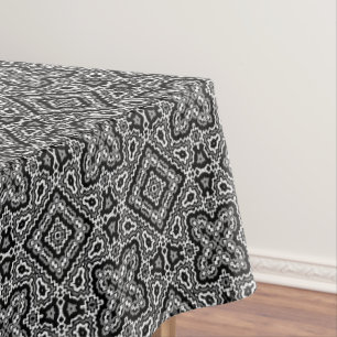 Toalha De Mesa ornamentação geométrica negra e branca