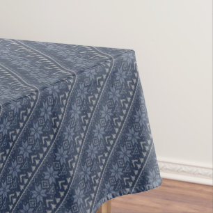 Toalha De Mesa Ornamento branco e azul escandinavo