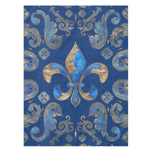 Toalha De Mesa Ornamento de luxo de Fleur-de-lis - mármore azul
