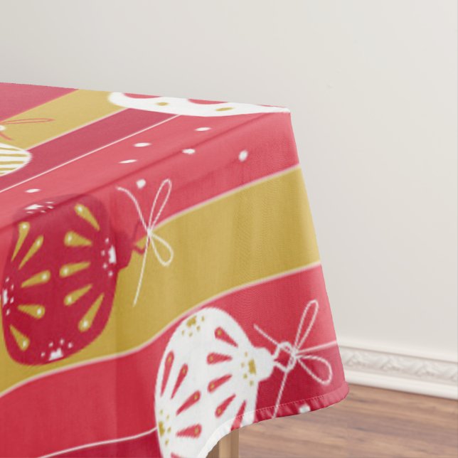 Toalha De Mesa Ornamentos de Árvore de Natal Amarelo Vermelho (Posição Original)