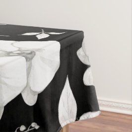 Toalha De Mesa Orquídea Branca de Aquarela em Preto |
