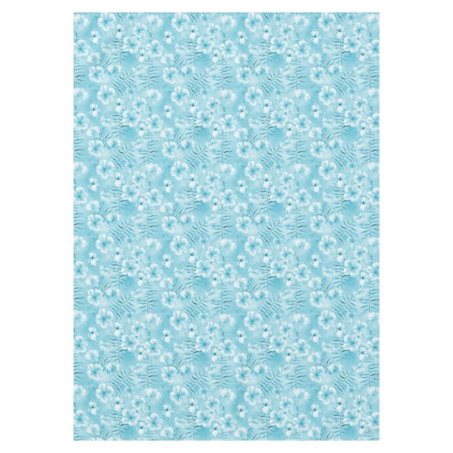 Toalha De Mesa Orquídeas Brancas Tropicais de Aqua Hibiscus Flora (Frente)