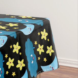 Toalha De Mesa Ótimas estrelas cantoras, lua e desenhos em nuvem
