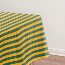 Toalha De Mesa Ouro Amarelo e Faixa Verde