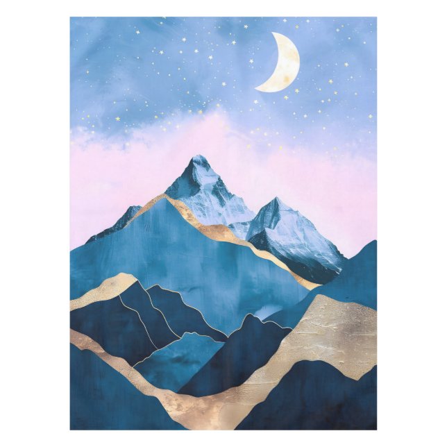 Toalha De Mesa Ouro Celestial Picos Aquarela (Frente)