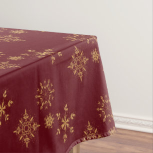 Toalha De Mesa Ouro Decorativo Flocos de Neve Padrão de Natal