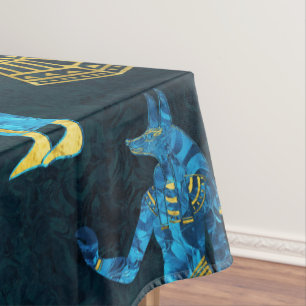 Toalha De Mesa Ouro egípcio e teste padrão de vidro azul