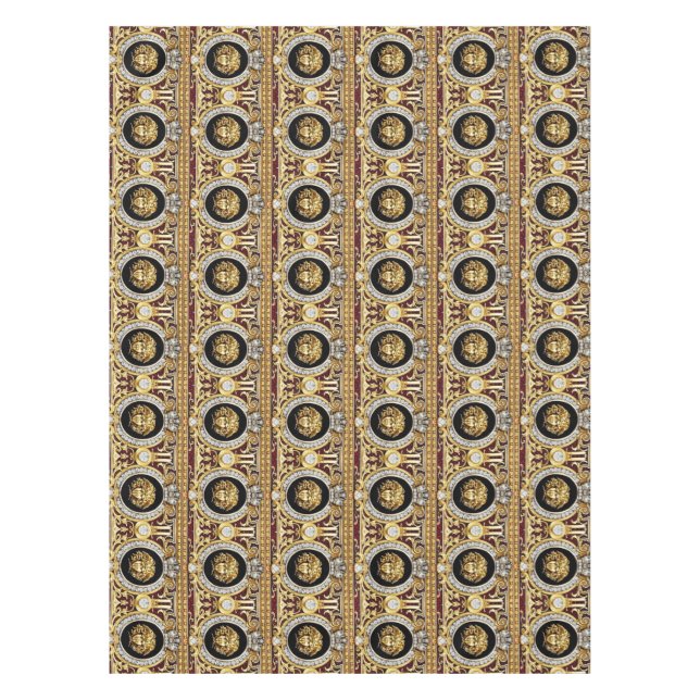 Toalha De Mesa Ouro Medusa Gems (Frente)