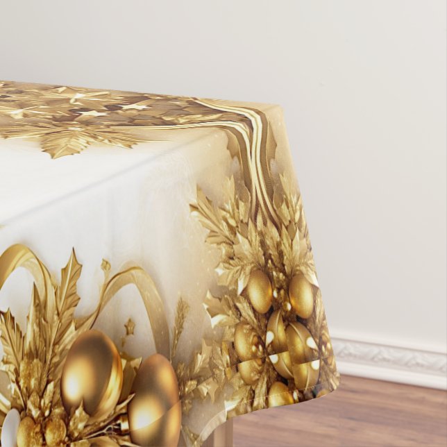 Toalha De Mesa Ouro sai da mesa de Natal (Posição Original)