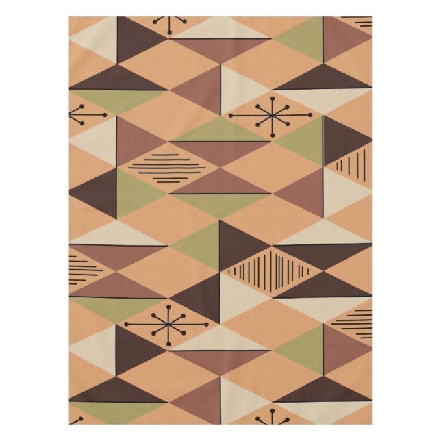 Toalha De Mesa Ouros de Arte Atômica Laranja Verde Marrom (Frente)
