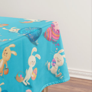 Toalha De Mesa Ovos De Pintura De Bunnies De Páscoa Padronizados