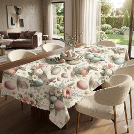Toalha De Mesa Ovos Decorativos Rústicos de Páscoa em Pastel do C