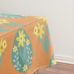 Toalha De Mesa Ovos Escandinavos Laranja Desbotados Tulipas Pásco