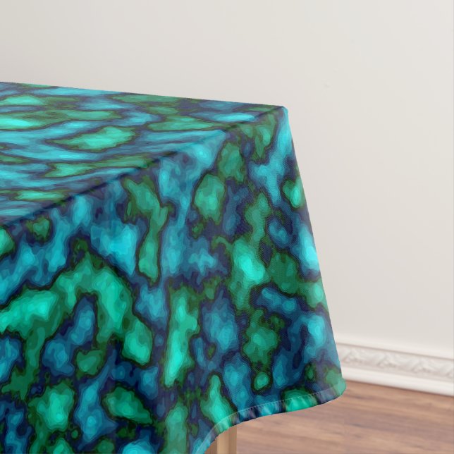 Toalha De Mesa Padrão Abstrato azul e verde (Posição Original)