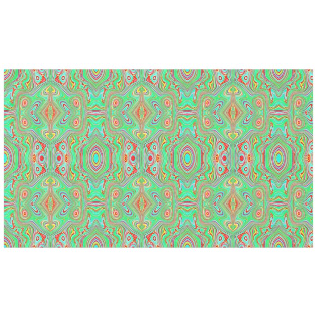 Toalha De Mesa Padrão Abstrato Laranja e Verde Lima Retrô (Frente (Horizontal))