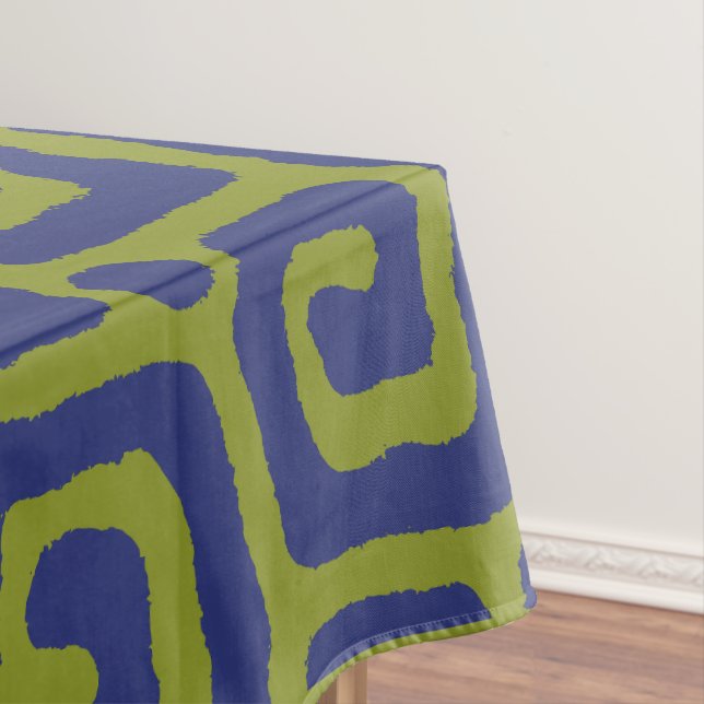 Toalha De Mesa Padrão abstrato verde oliva e azul (Posição Original)