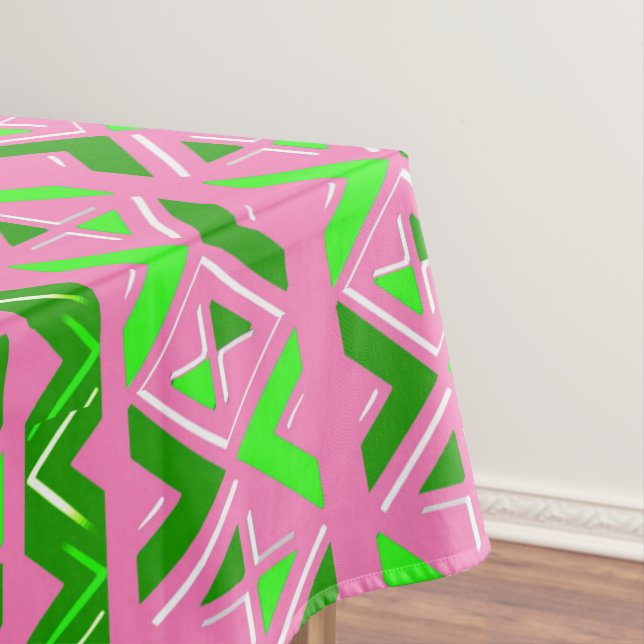 Toalha De Mesa Padrão africano rosa e verde (Posição Original)