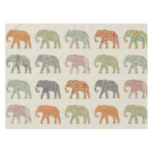 Toalha De Mesa Padrão Animal Colorido de Elefante Contemporâneo