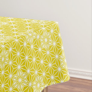 Toalha De Mesa Padrão Asanoha japonês - ouro mostarda e branco
