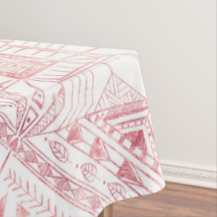 Toalha De Mesa Padrão Aztec Tribal Geométrico na moda Rosa Dour