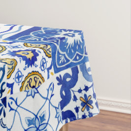 Toalha De Mesa Padrão Azul, Branco e Amarelo mediterrânico italia