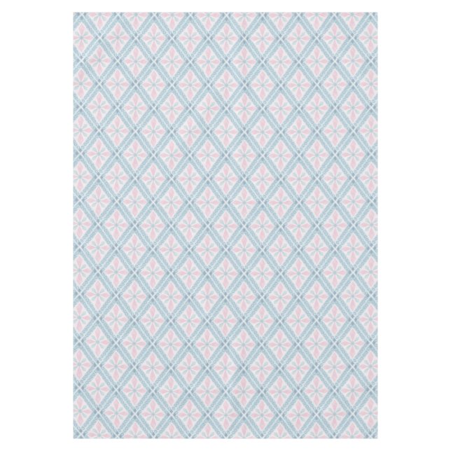 Toalha De Mesa padrão azul em forma de diamante (Frente)