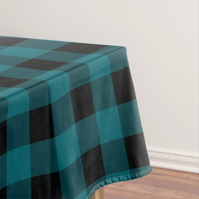 Toalha De Mesa padrão azul xadrez (Posição Original)