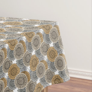 Toalha De Mesa Padrão bege cinza mandala árabe estilo oriental