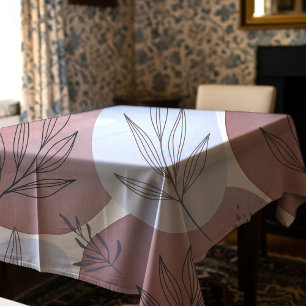 Toalha De Mesa Padrão Botânico Abstrato Rosa Poeirento e Verde Sa