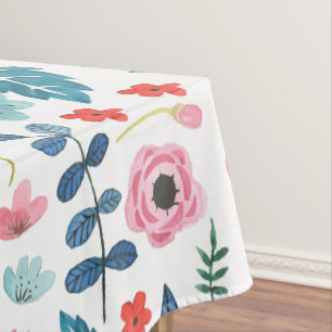 Toalha De Mesa Padrão Botânico das Flores e Folhetos Coloridos