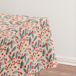 Toalha De Mesa Padrão Botânico de Natal Moderno Holly Berry
