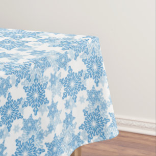 Toalha De Mesa Padrão branco e floco de neve azul sem costura