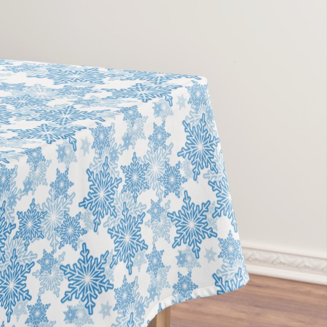 Toalha De Mesa Padrão branco e floco de neve azul sem costura (Posição Original)