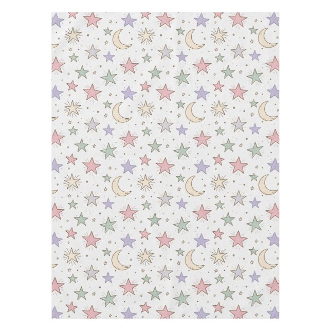 Toalha De Mesa Padrão Caprichoso de Lua e Estrela (Frente)